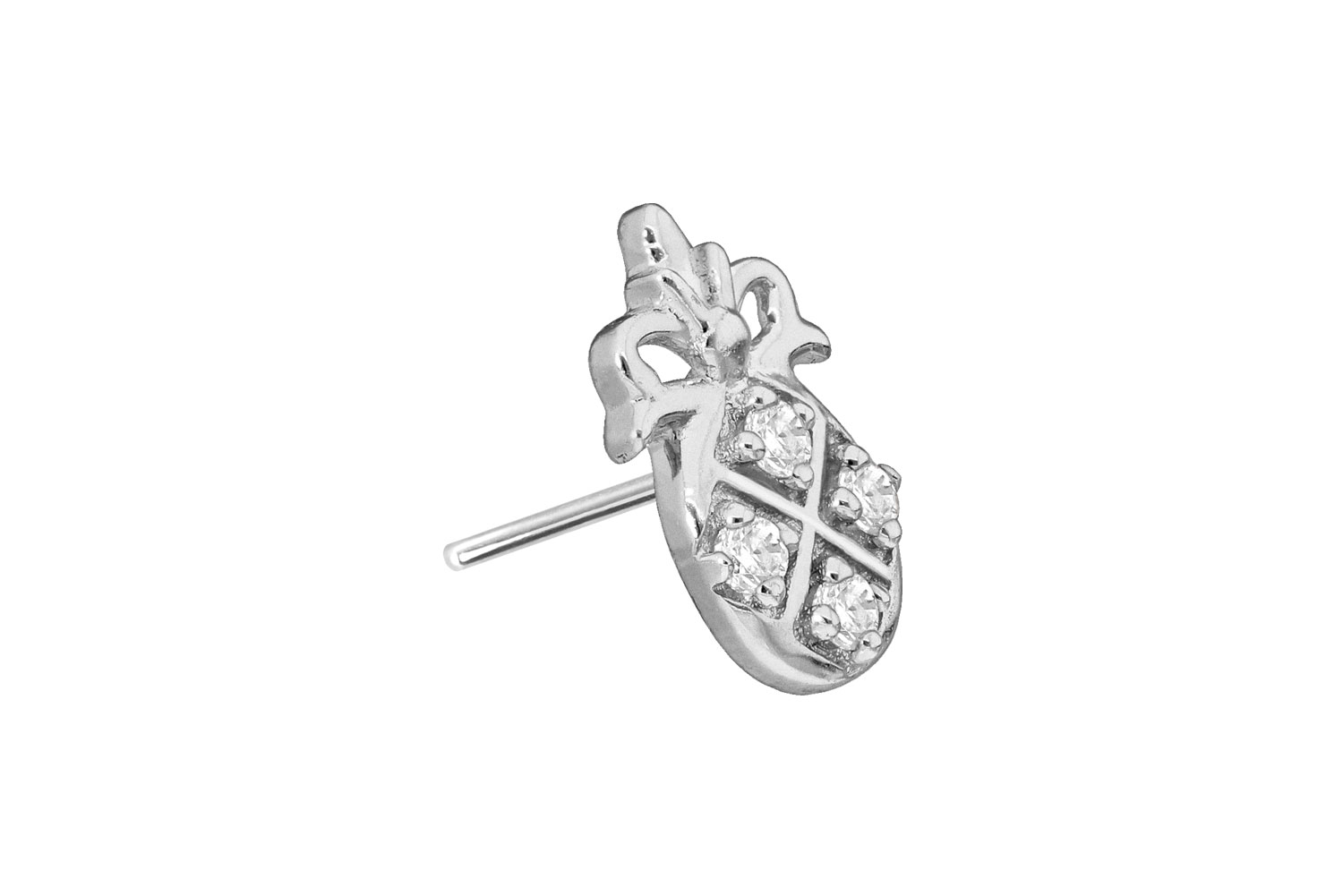 14 Karat Gold Aufsatz mit Titan Push Pin MOISSANIT-ANANAS von Piercingline